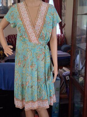 Boho Mini Wrap Dress Size M
